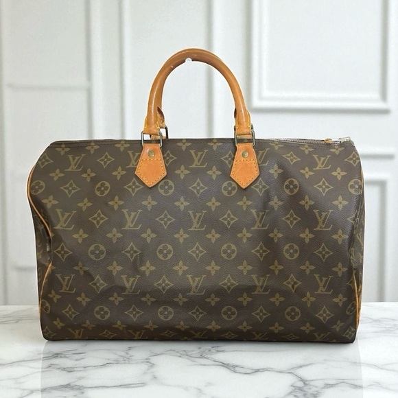 Louis Vuitton Monogram & Vachetta Leather Speedy 35 Satchel Bag - Picture 1 of 9